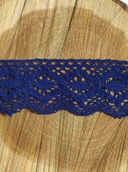 Bavlněná krajka šíře 46 mm paličkovaná modrá tmavá
