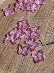 Plastové korálky motýl 15x18 mm barva růžová