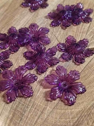 Plastové korálky květ / sukýnka Ø27 mm fialová
