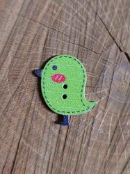 Dřevěný dekorační knoflík ptáček zelená