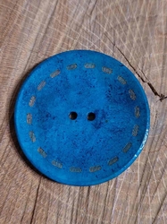 Dřevěný dekorační knoflík průměr 45 mm tyrkys