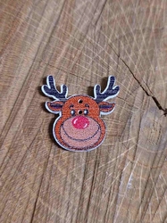 Dřevěný dekorační knoflík vánoční sobík
